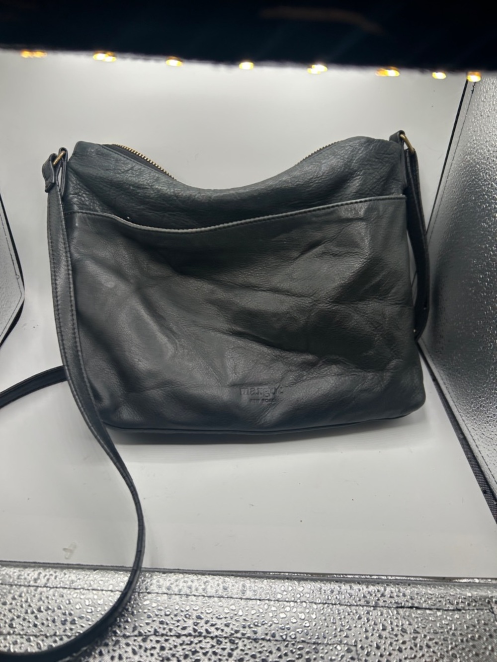 margot Black Leather Crossbody Bag